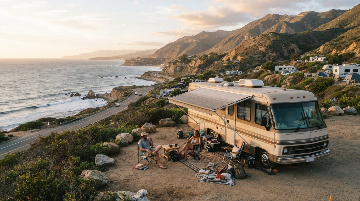 Los Angeles to Las Vegas - Hoodoos, Highways & Highlights: A Family Road Trip through Canyon Country — campground with a motorhome