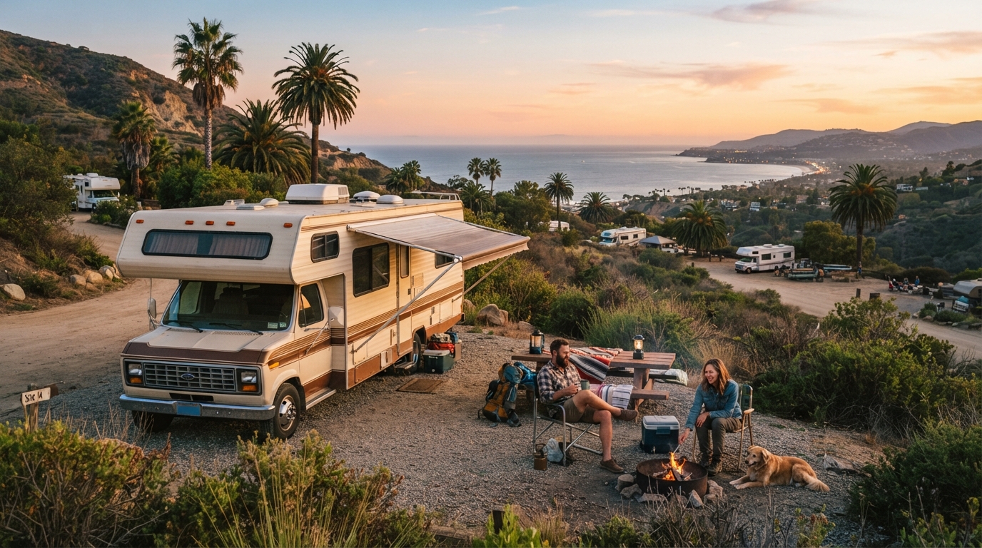 Los Angeles to Las Vegas — campground with a motorhome