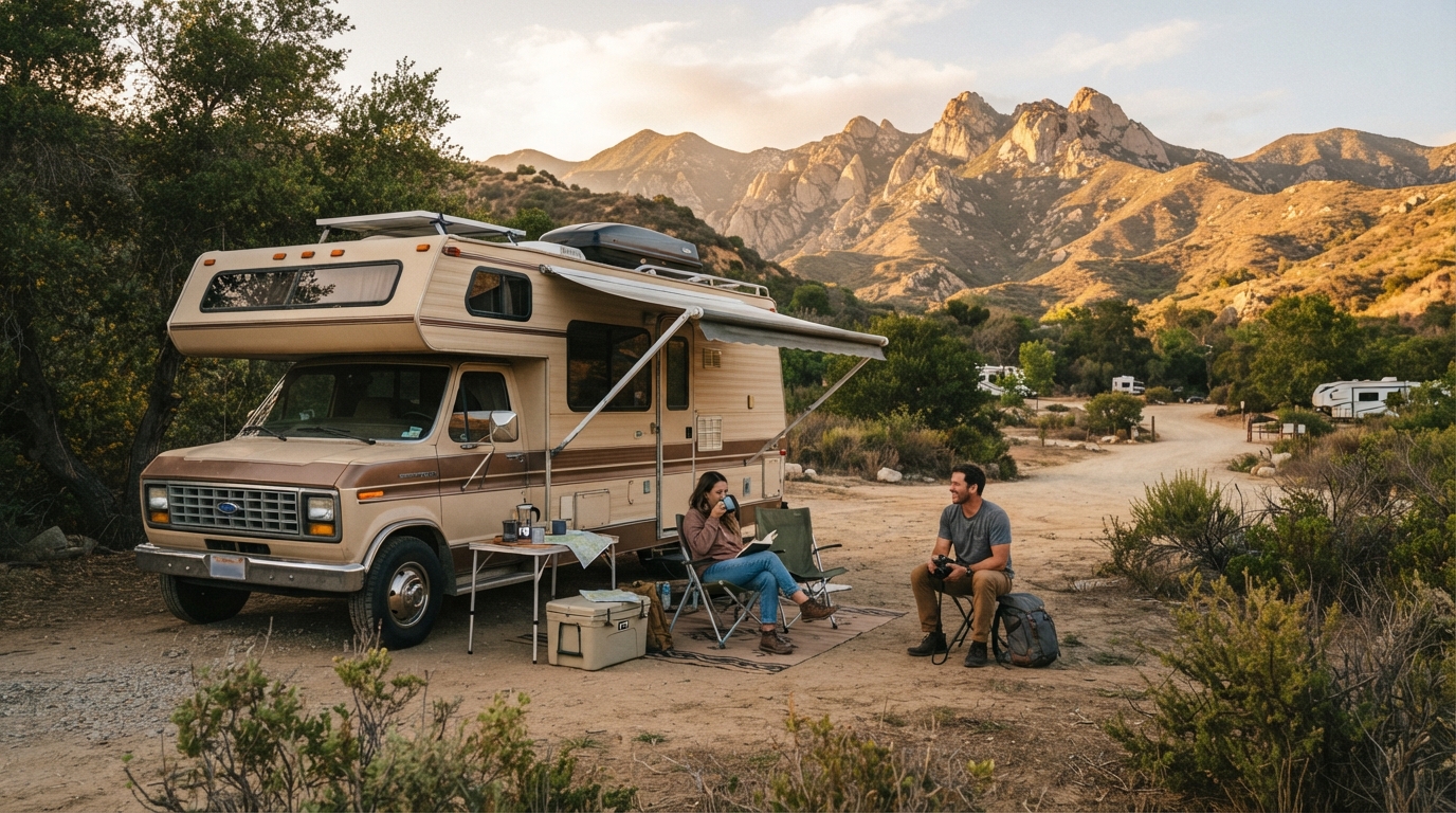 Los Angeles to Chicago — campground with a motorhome
