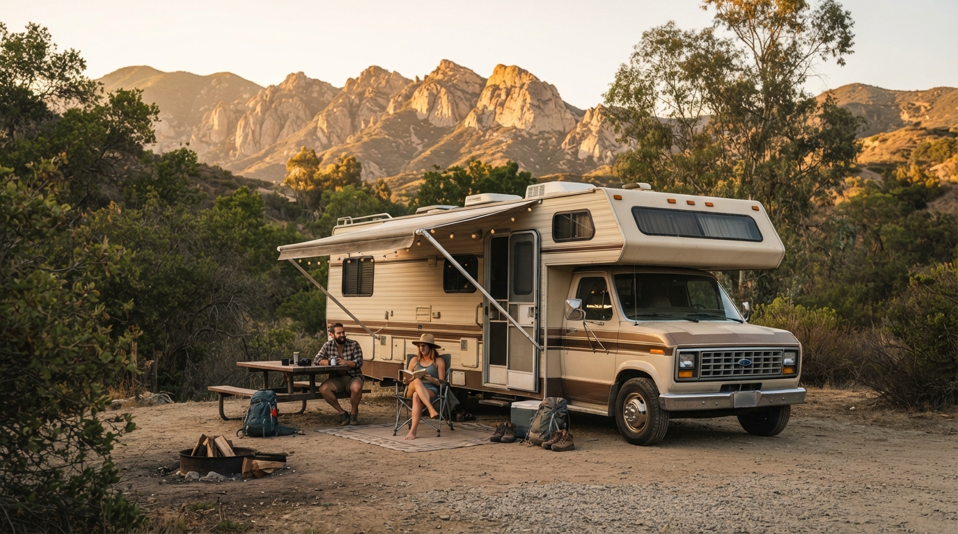 Los Angeles to Las Vegas - The Golden Coast to the Neon Oasis — campground with a motorhome