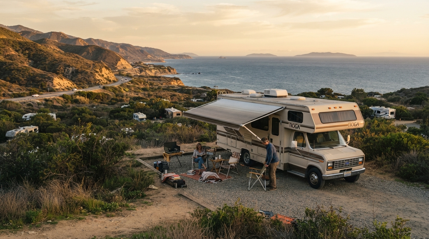 Los Angeles to Salt Lake City — campground with a motorhome