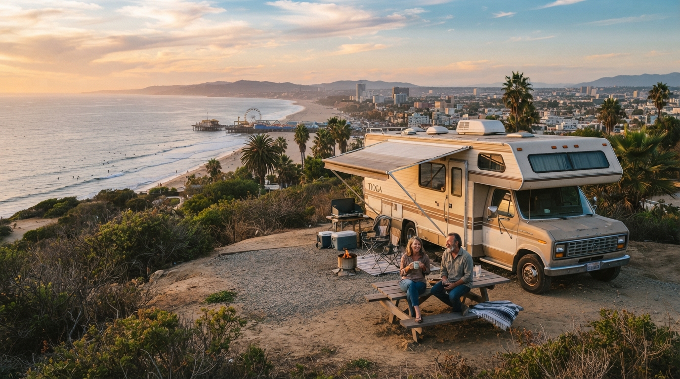 Los Angeles to Portland- including Yosemite and Crater Lake — campground with a motorhome