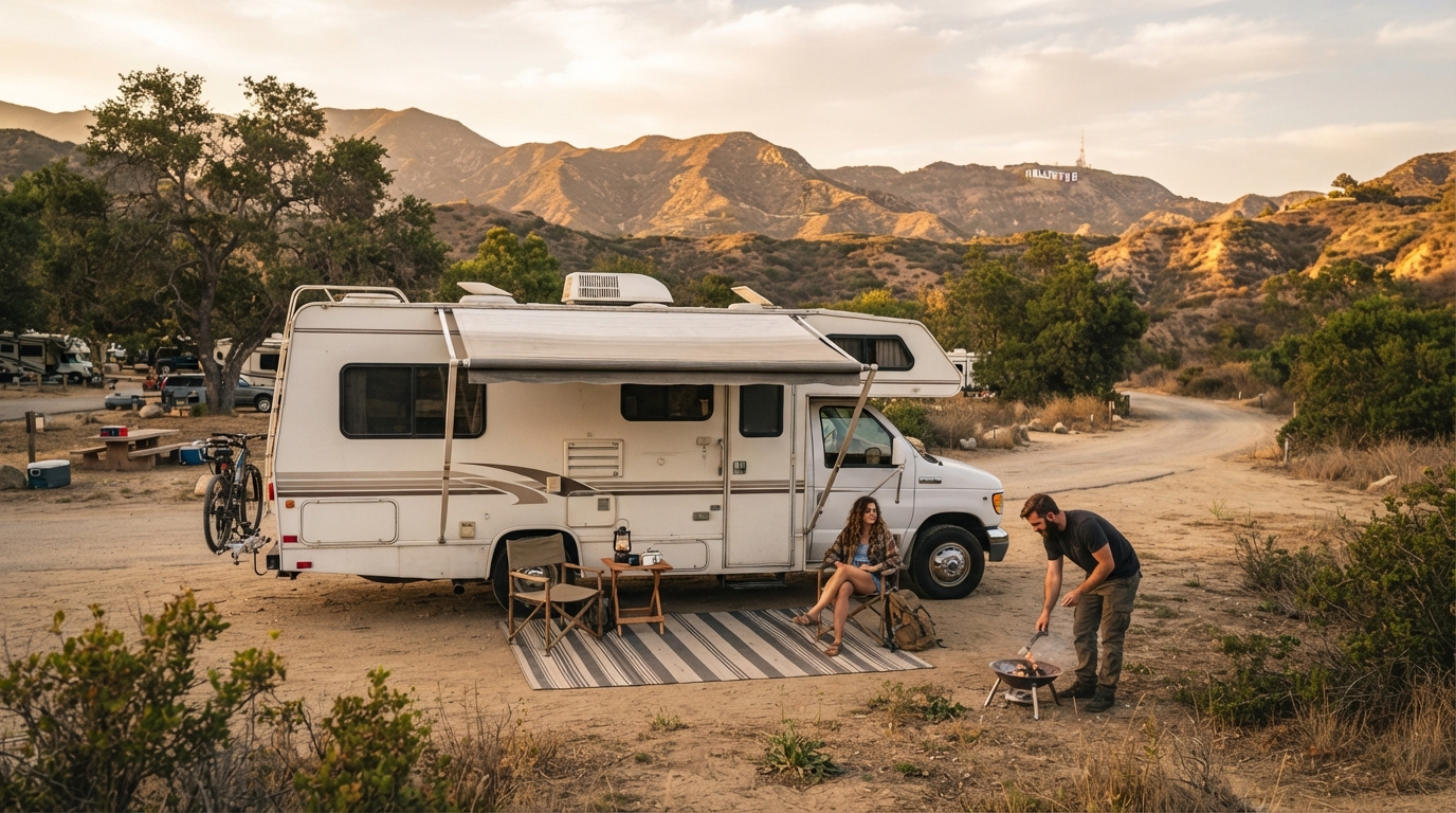 San Diego to Albuquerque - The Southwest Spectacular — campground with a motorhome