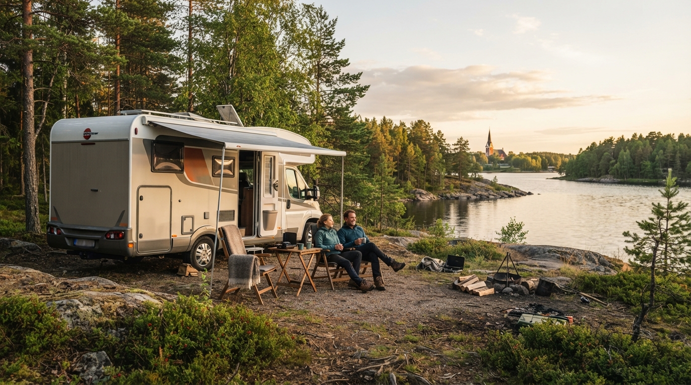 Lulea Round trip - Timeless Scandinavia: Fjords, Forests, and History — campground with a motorhome