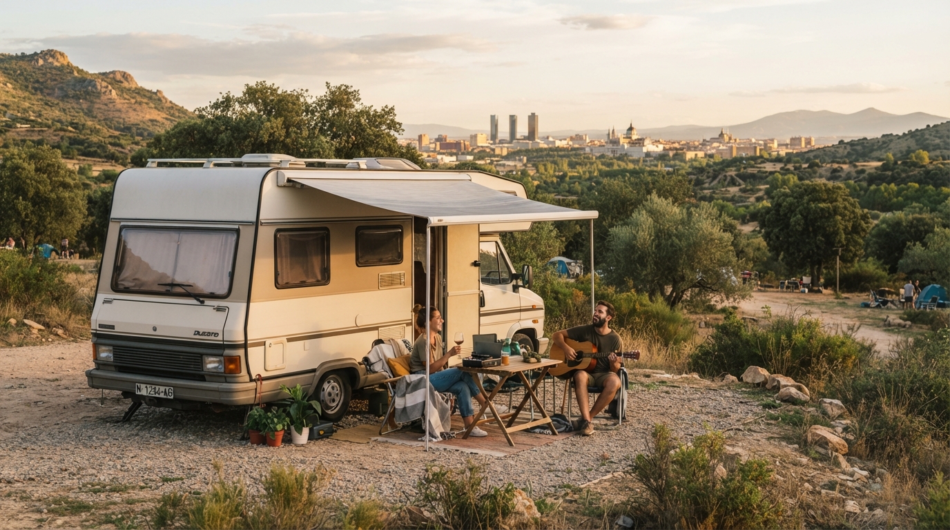 Madrid Roundtrip - Madrid to the Mediterranean — campground with a motorhome
