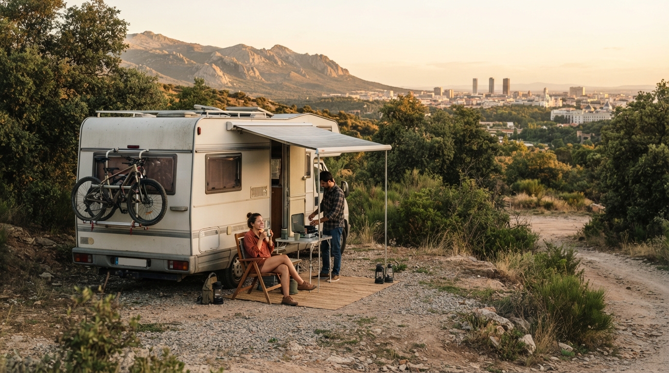 Madrid to Barcelona - including the Basque Country and the Pyrenees — campground with a motorhome
