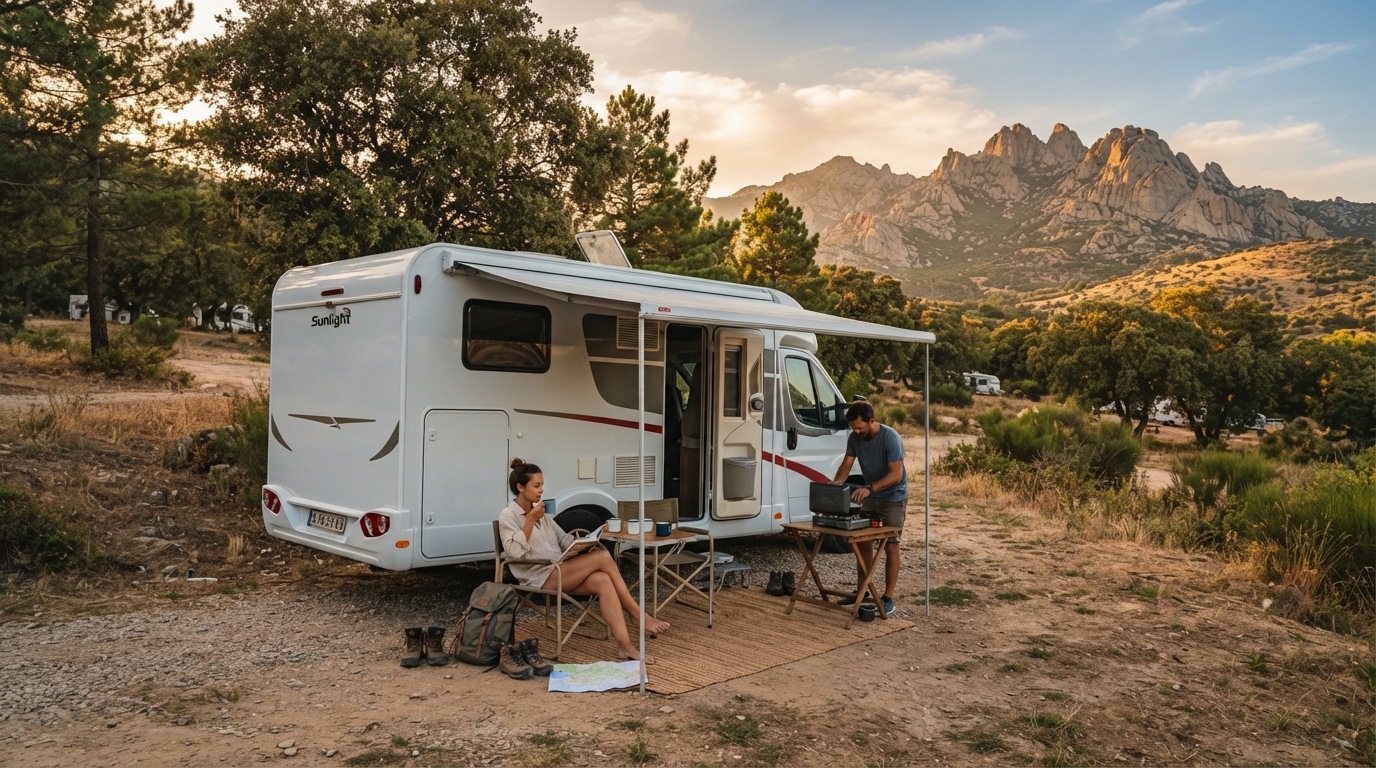 Madrid Roundrip - Pyrenees and the North East — campground with a motorhome