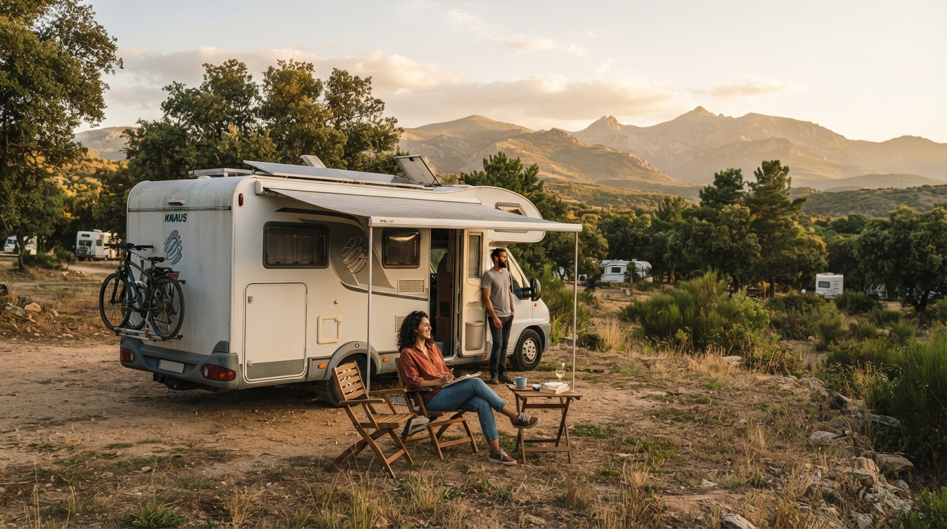 Madrid Roundtrip — campground with a motorhome