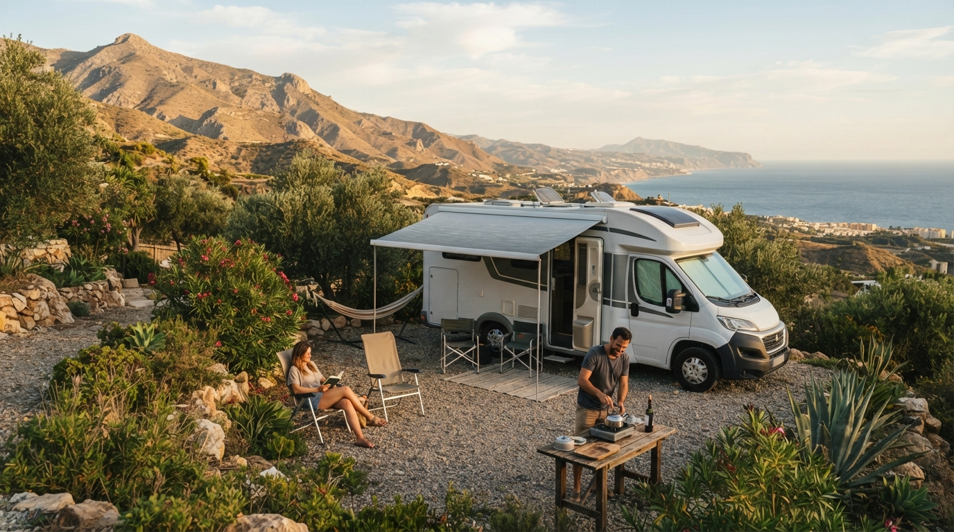 Malaga Round Trip - The Iberian Coastal Loop — campground with a motorhome