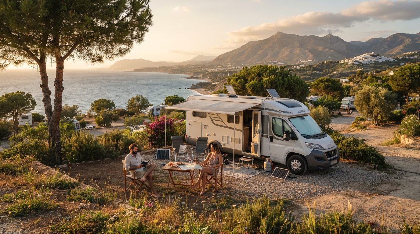 Malaga Round Trip - Spanish Tapas & Wine Tour — campground with a motorhome