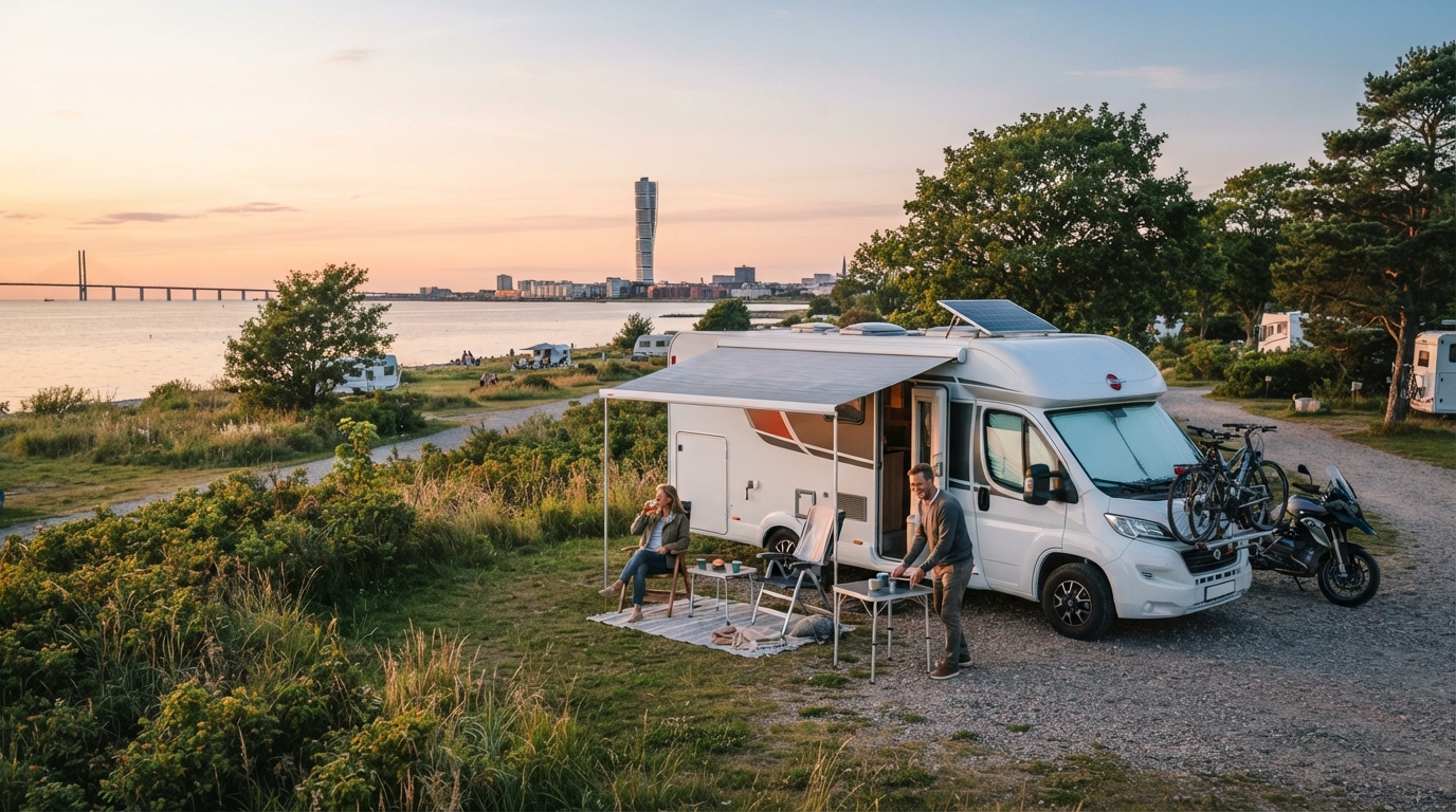 Malmo Round trip - Heritage and Horizons Motorhome Tour — campground with a motorhome