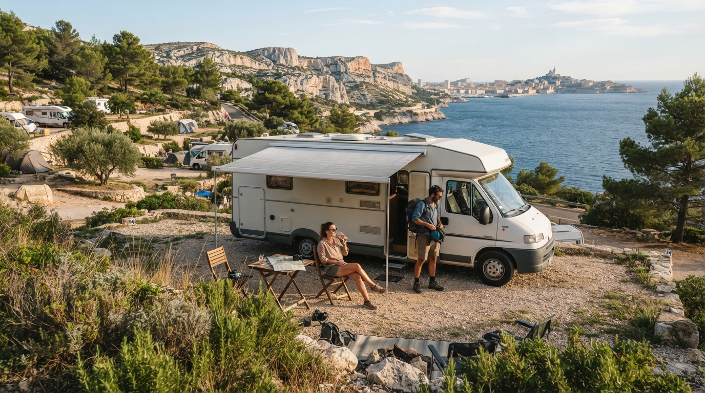 Marseille Round Trip -  Provencal Passages — campground with a motorhome