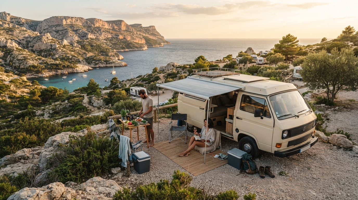 Marseille Round Trip - The French Riviera Adventure — campground with a motorhome
