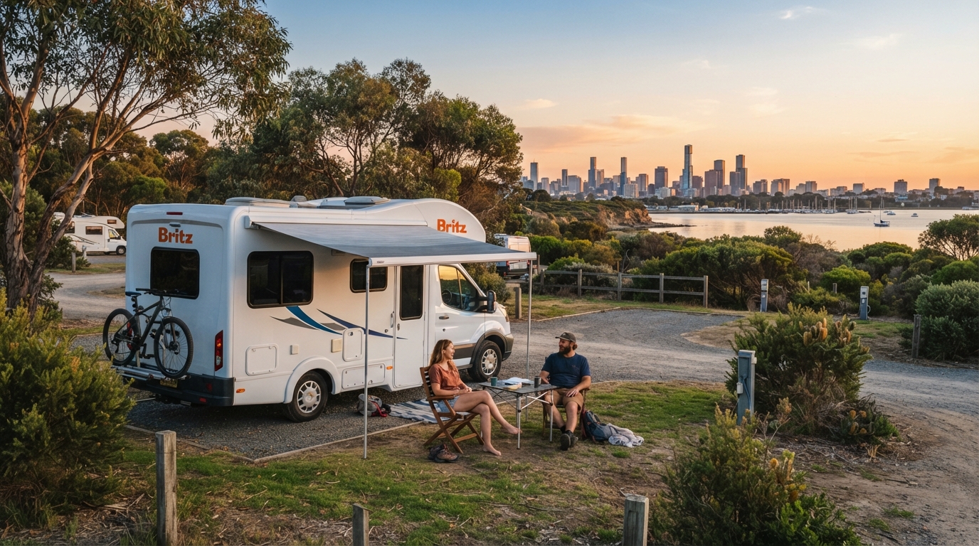 Melbourne Roundtrip - Great Aussie Family Adventure — campground with a motorhome