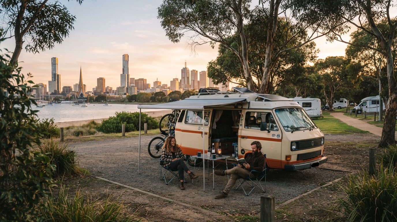 Melbourne to Cairns - From South to North: The Great Eastern Road Trip — campground with a motorhome