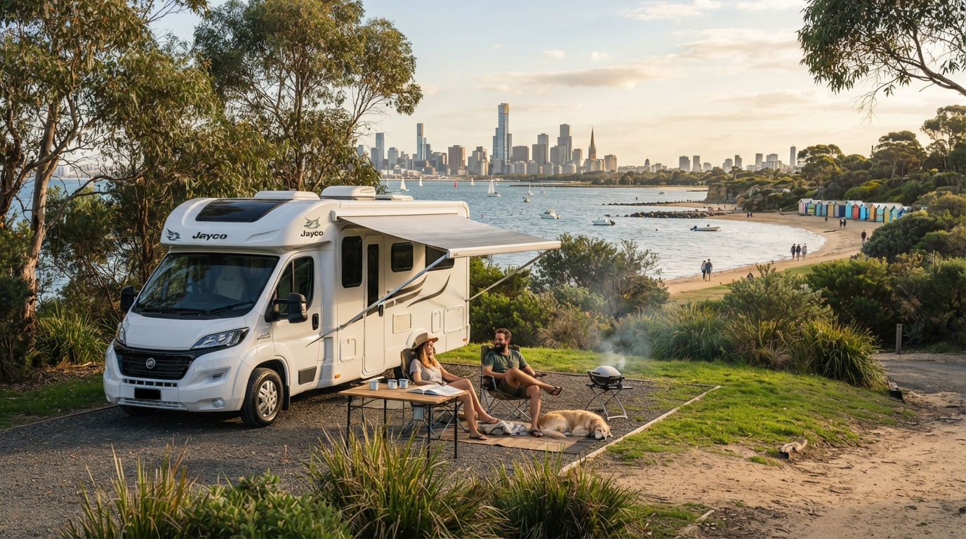 Melbourne to Cairns - From South to North: The Great Eastern Road Trip — campground with a motorhome