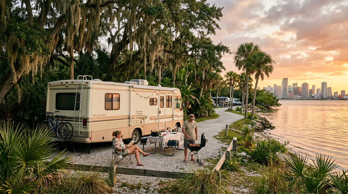 Miami to Seattle - Coast to coast — campground with a motorhome