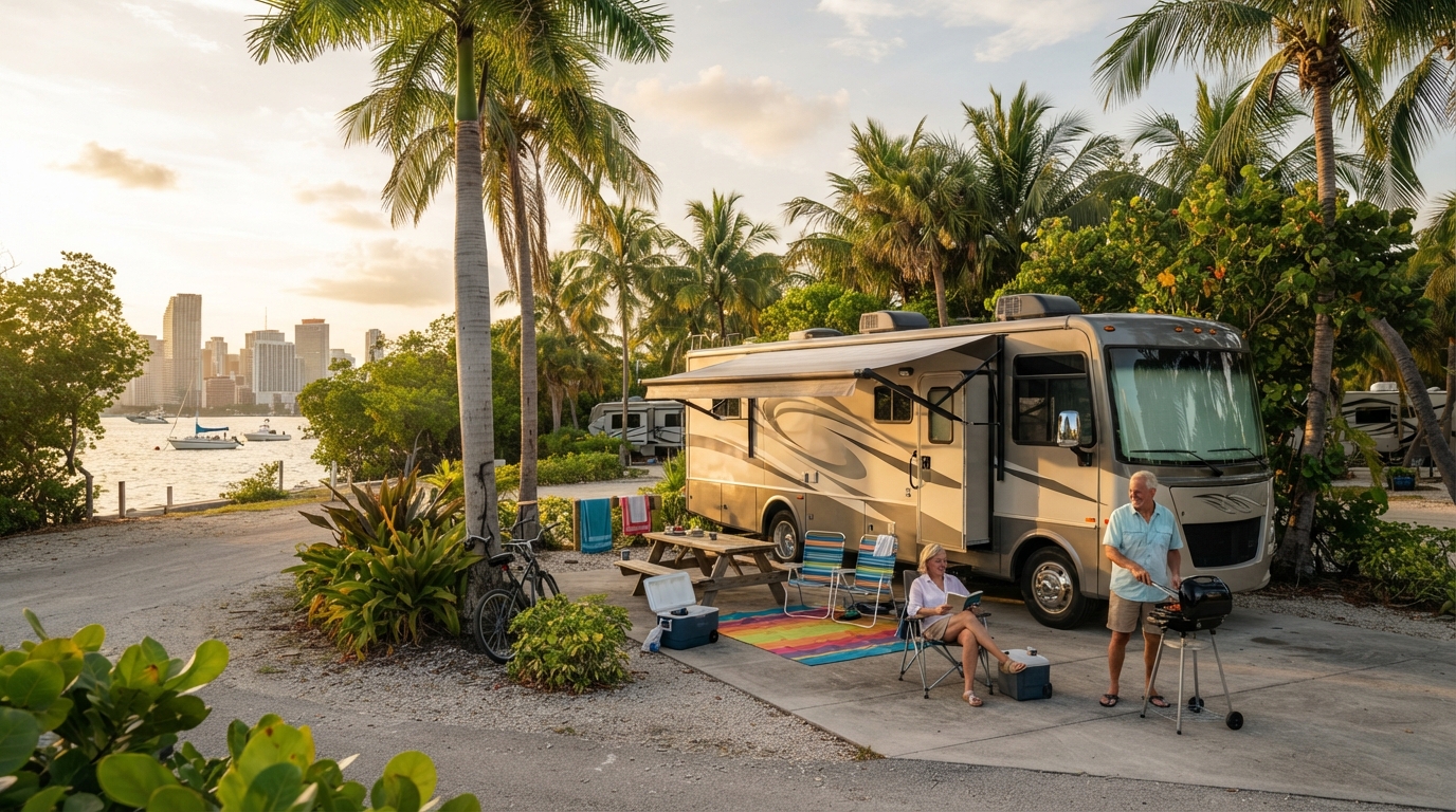 Miami to New Jersey - Including Appalachian trail, Smoky Mountains — campground with a motorhome