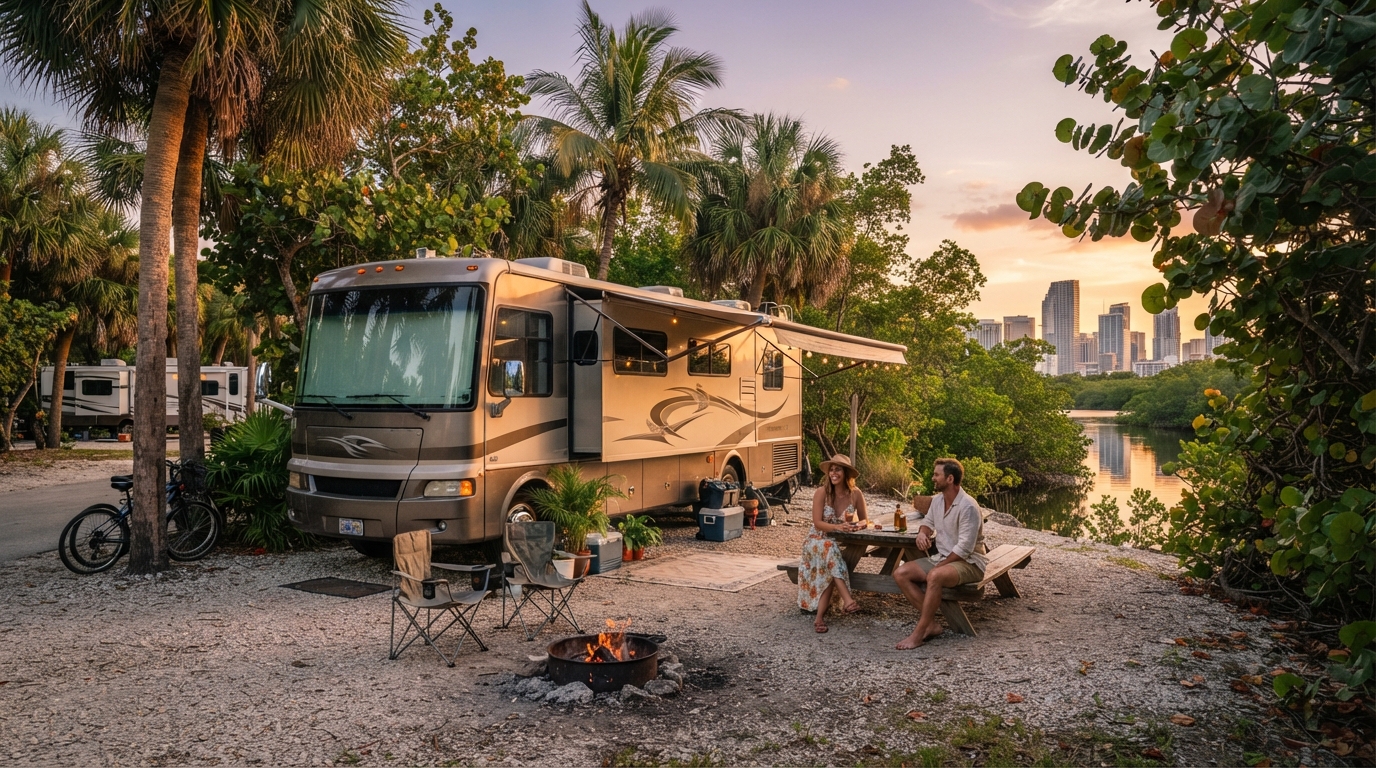 Miami Roundtrip - Southern Florida up to Key West — campground with a motorhome