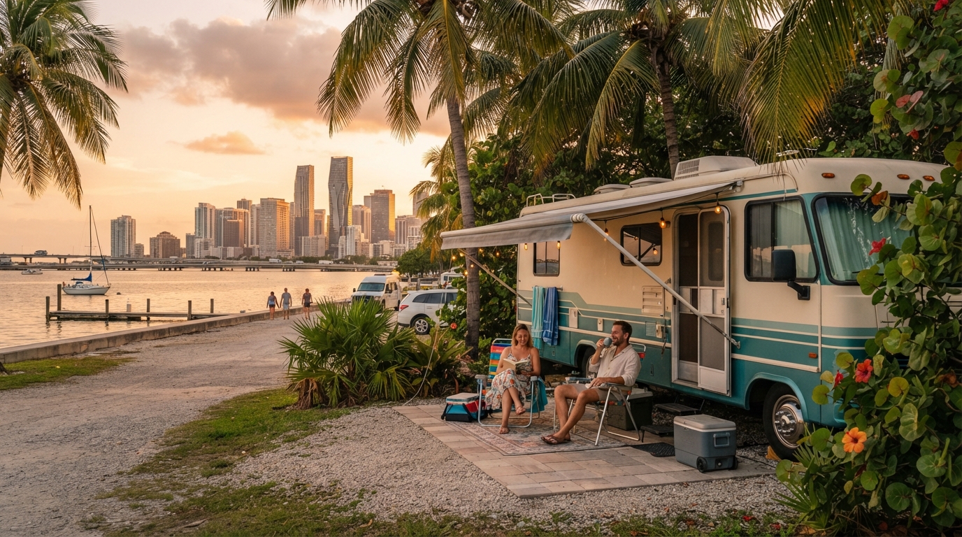 Miami to Philadelphia — campground with a motorhome
