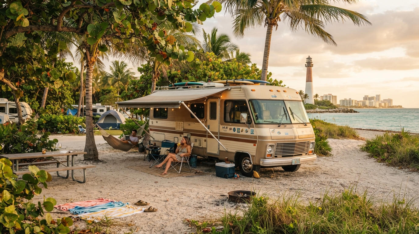 Miami to Chicago — campground with a motorhome