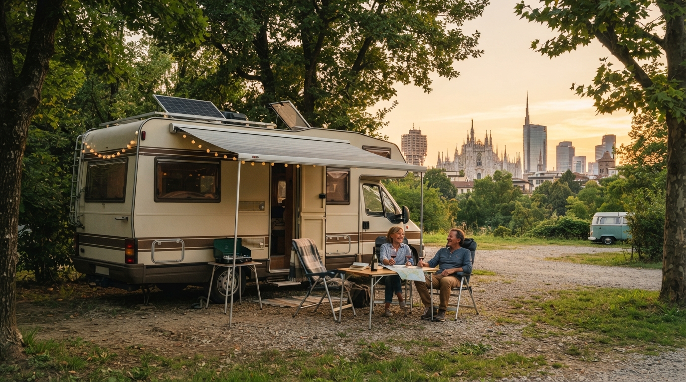 Milano Roundtrip - Emilia-Romagna, Toscana & Liguria — campground with a motorhome