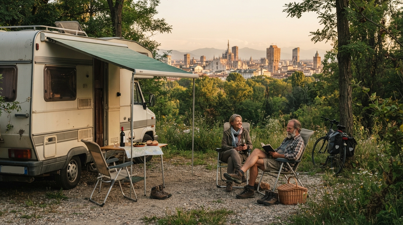 Milano Roundtrip - North - Switzerland & Black Forest — campground with a motorhome