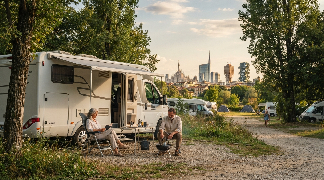 Milan Roundtrip - Italy's Automotive Museums and Scenic Roads — campground with a motorhome