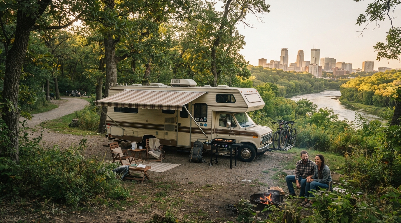 Minneapolis to Las Vegas — campground with a motorhome