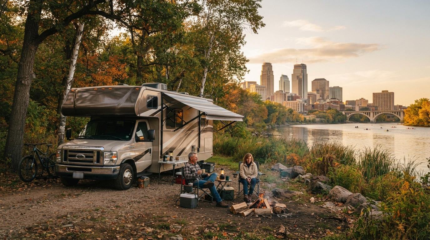 Minneapolis to Washington DC- Including the Niagara Falls — campground with a motorhome