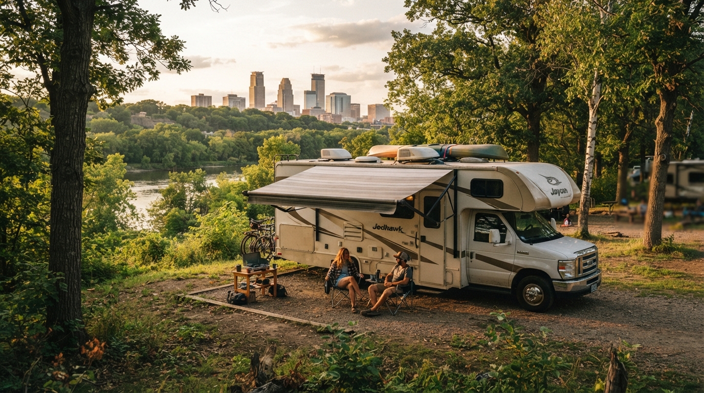 Minneapolis to New York - Including the Niagara Falls — campground with a motorhome