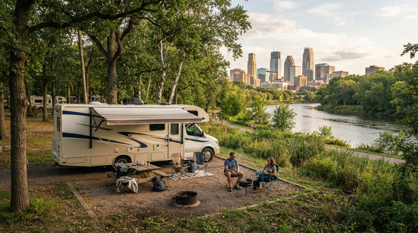 Minneapolis to Boston - Including Niagara Falls — campground with a motorhome