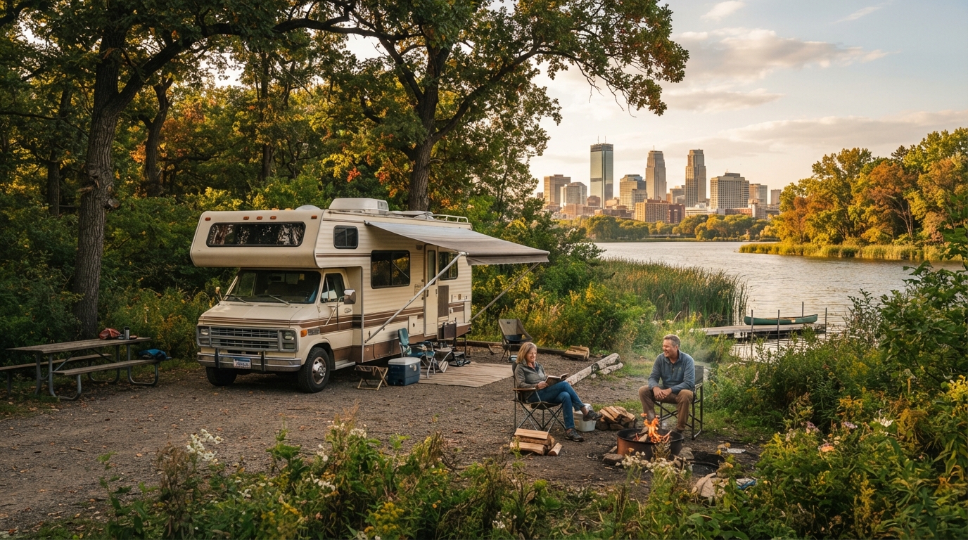 Minneapolis Roundtrip - South - Underrated Midwest Cities — campground with a motorhome