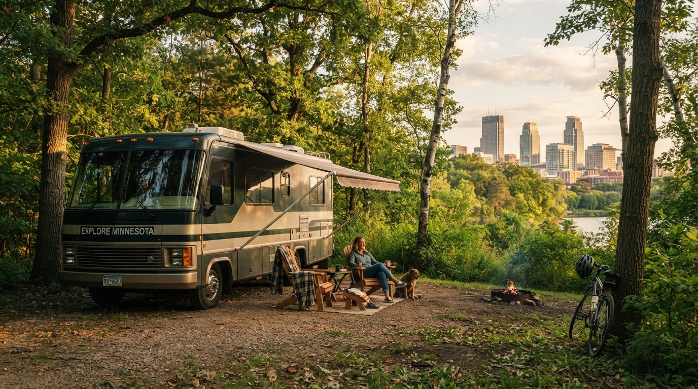 Minneapolis to Phoenix — campground with a motorhome