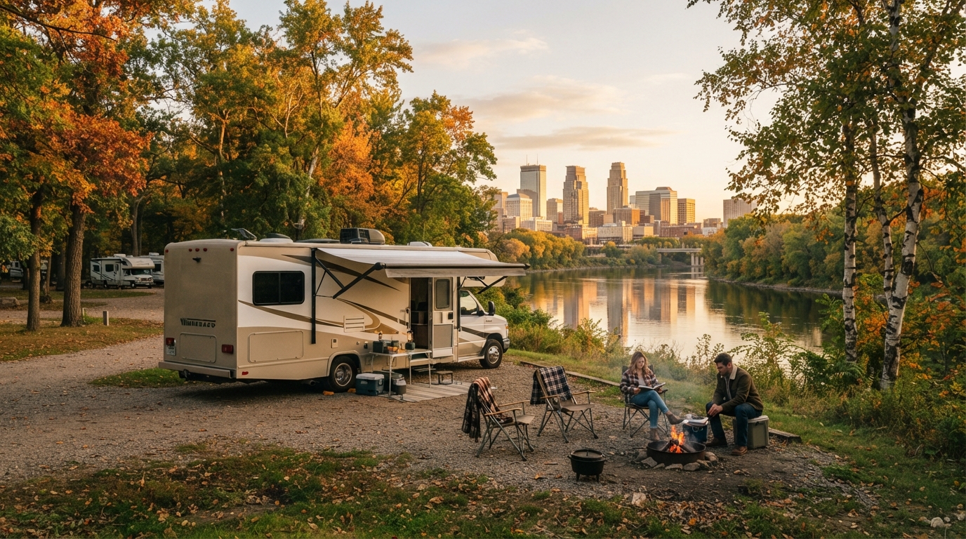 Minneapolis roundtrip - A Grand Journey Through America's Heartland — campground with a motorhome