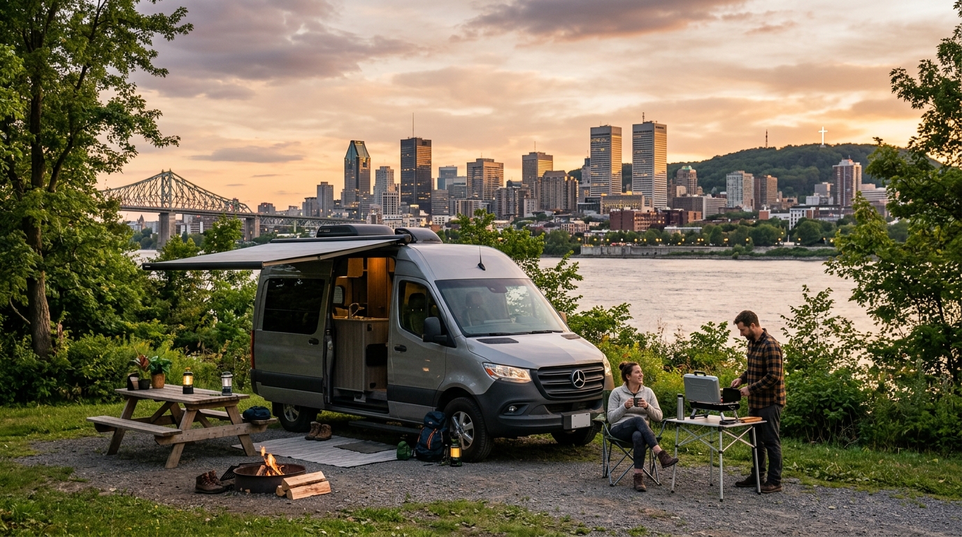 Montreal to Whitehorse - Canada Quest — campground with a motorhome