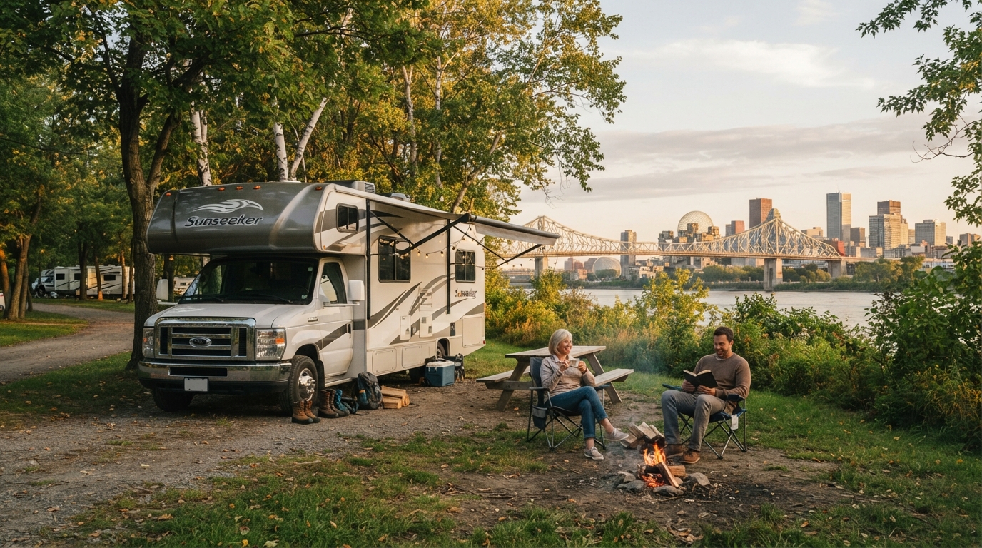 Montreal to Edmonton - Canada’s Core: A 30-Day Camper Adventure — campground with a motorhome