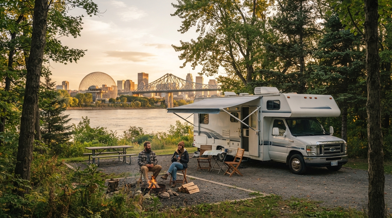 Montreal to Toronto - Niagara Falls, Vineyards, and Capitals — campground with a motorhome