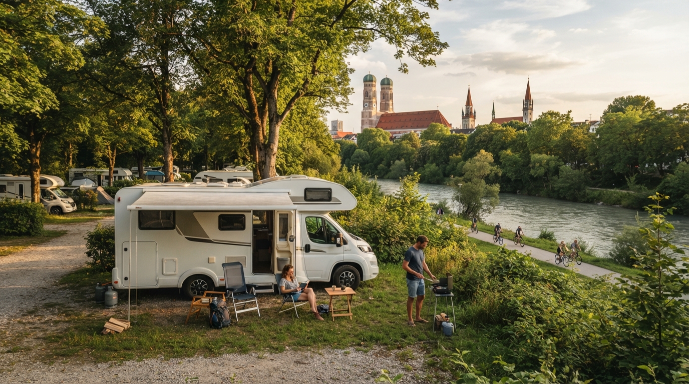 Munich Roundtrip - East - Germany, Austria, Czechia — campground with a motorhome