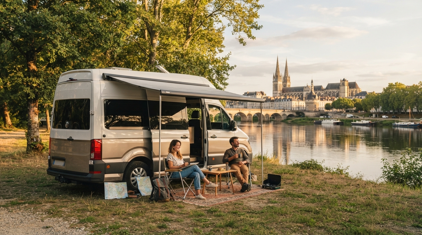 Nantes Roundtrip - French Family Odyssey — campground with a motorhome