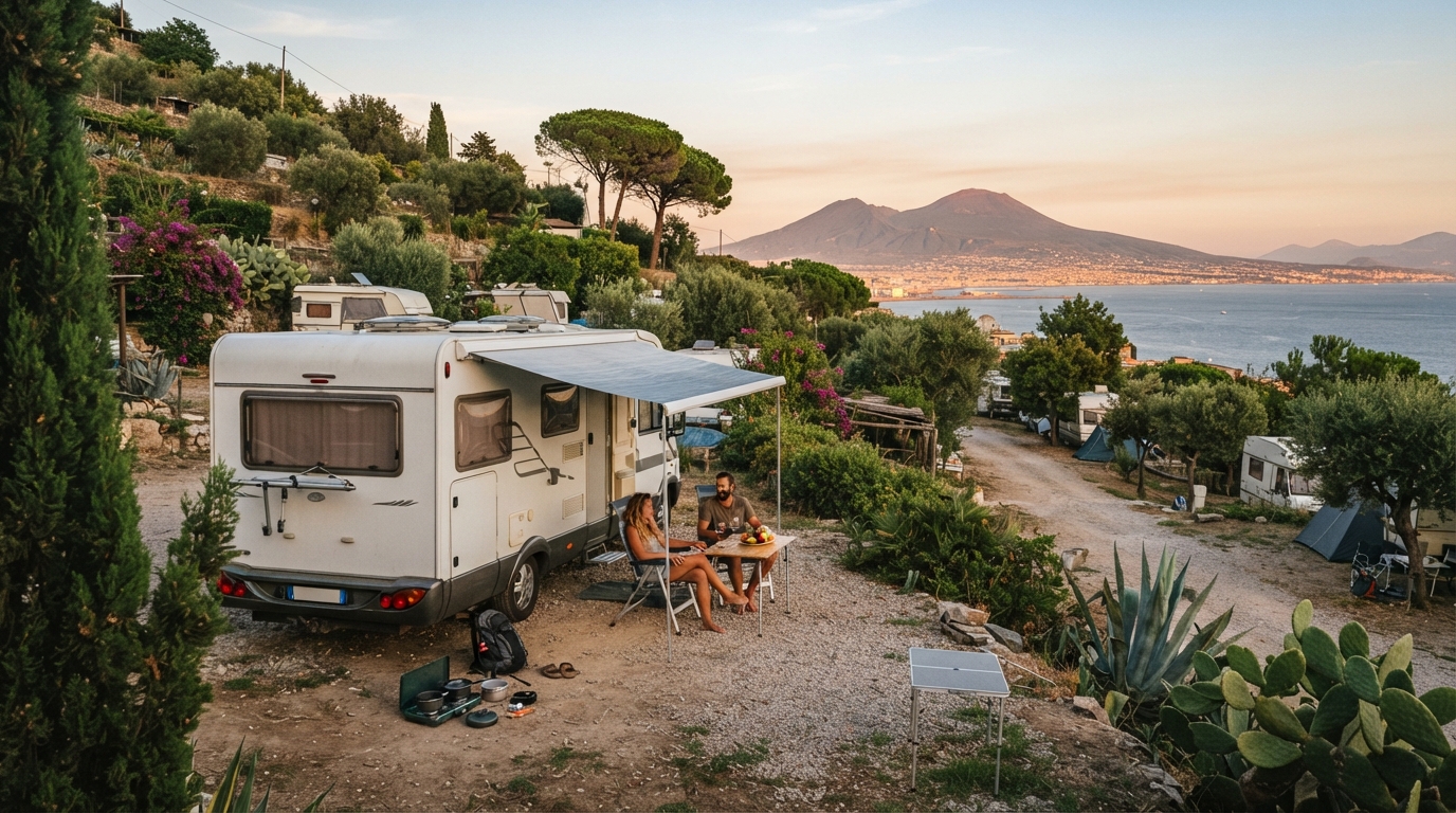 Naples Round trip - Mediterranean Vistas and Ancient Ruins — campground with a motorhome