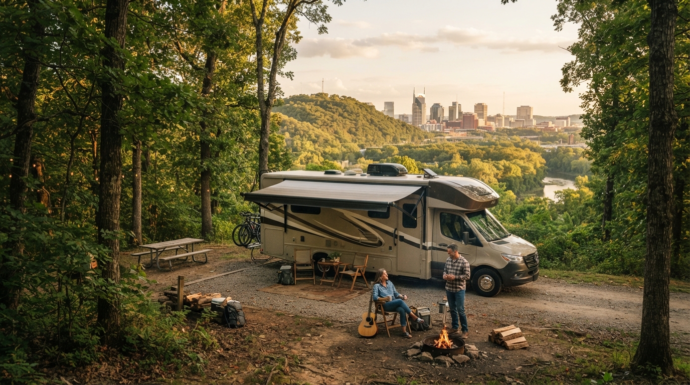 Nashville to Denver — campground with a motorhome