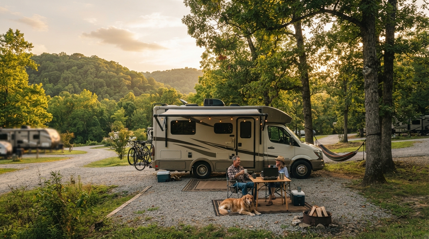Nashville to Billings - Including the Yellowstone — campground with a motorhome