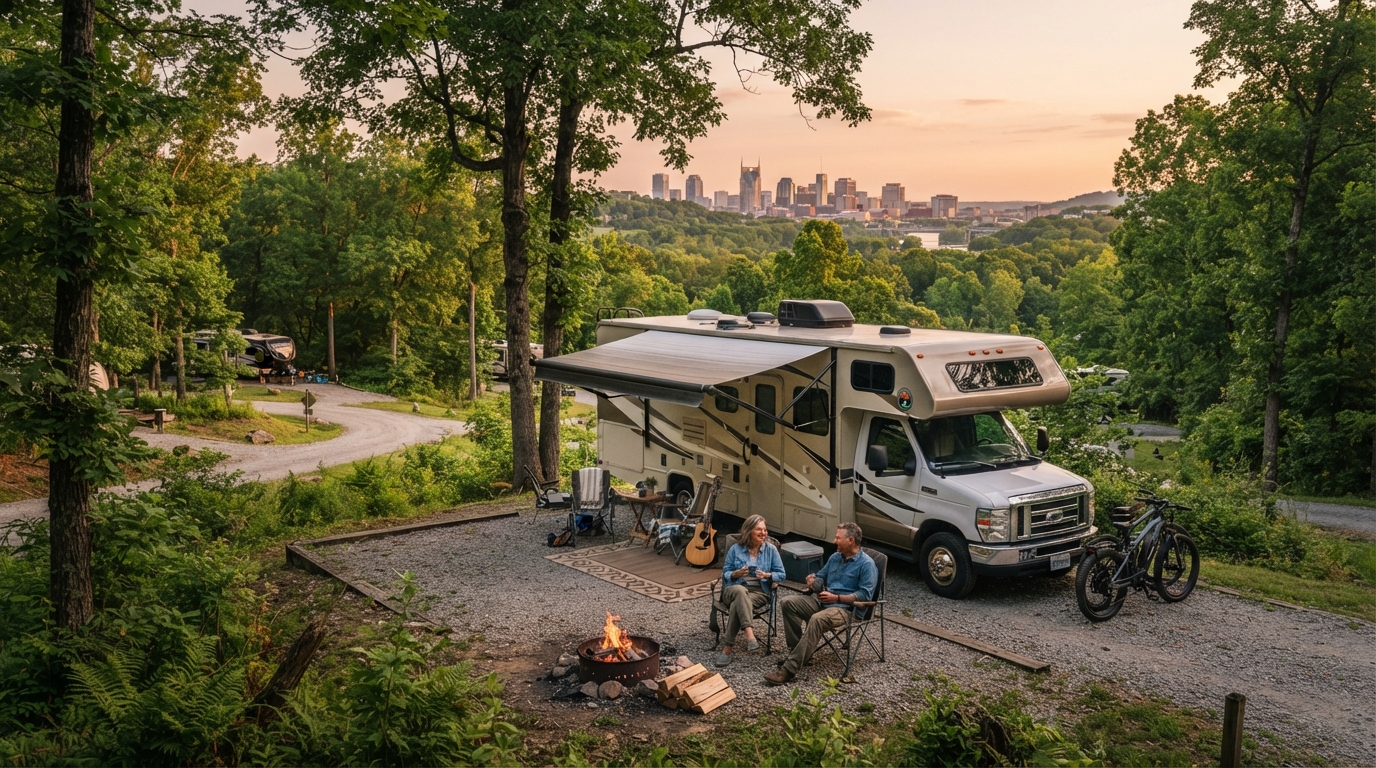 Nashville to Atlanta — campground with a motorhome