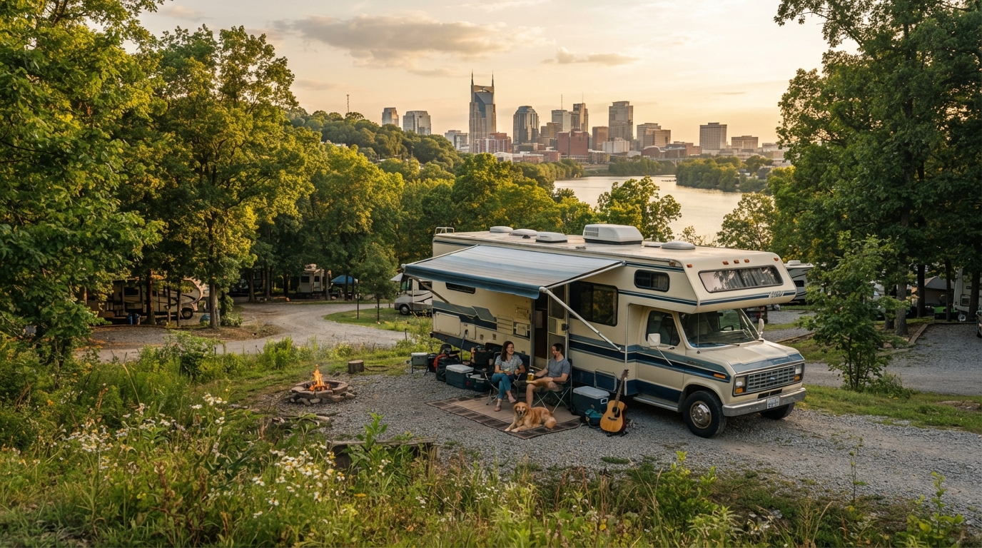 Nashville to Miami — campground with a motorhome