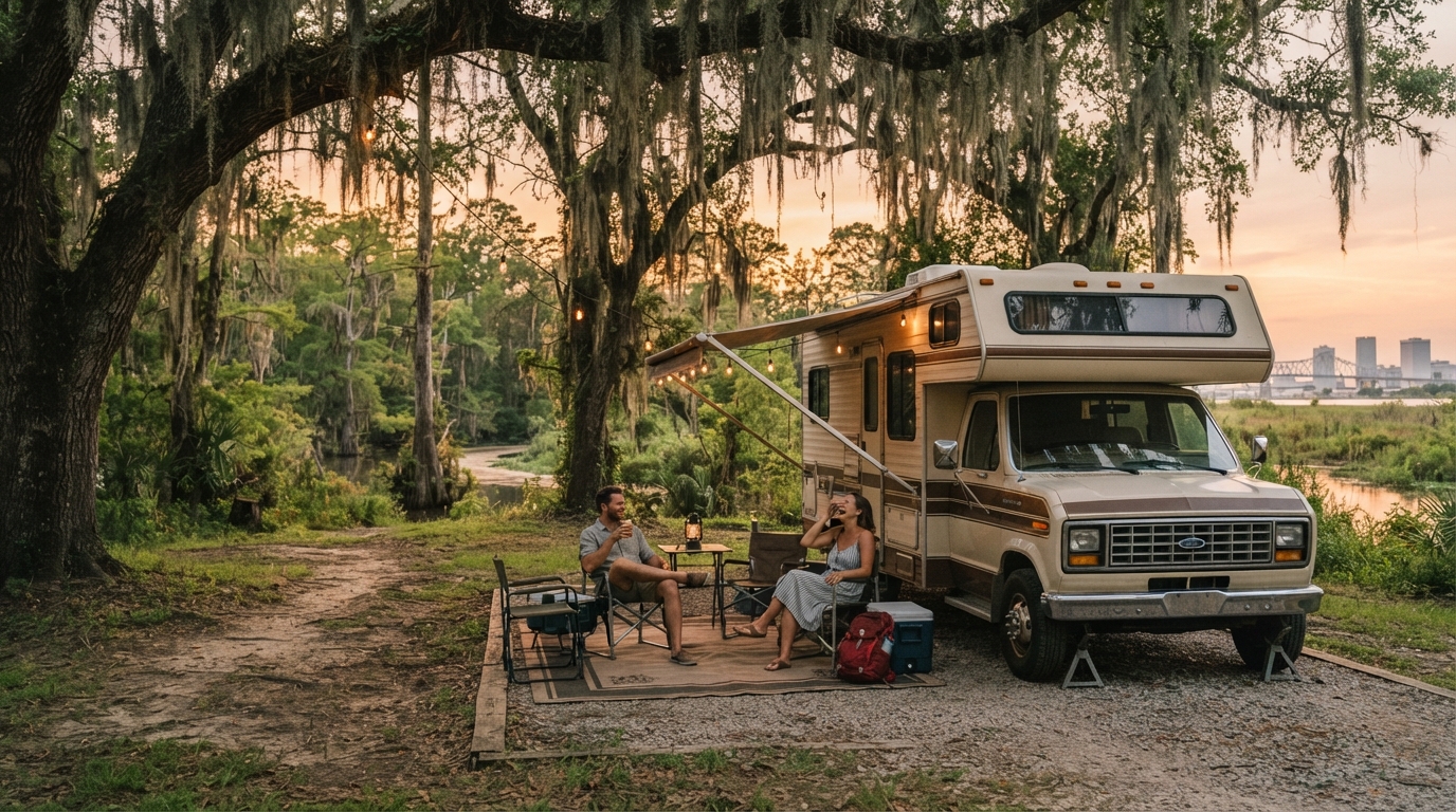 New Orleans to Chicago- lower Great River Road — New Orleans RV road trip landscape