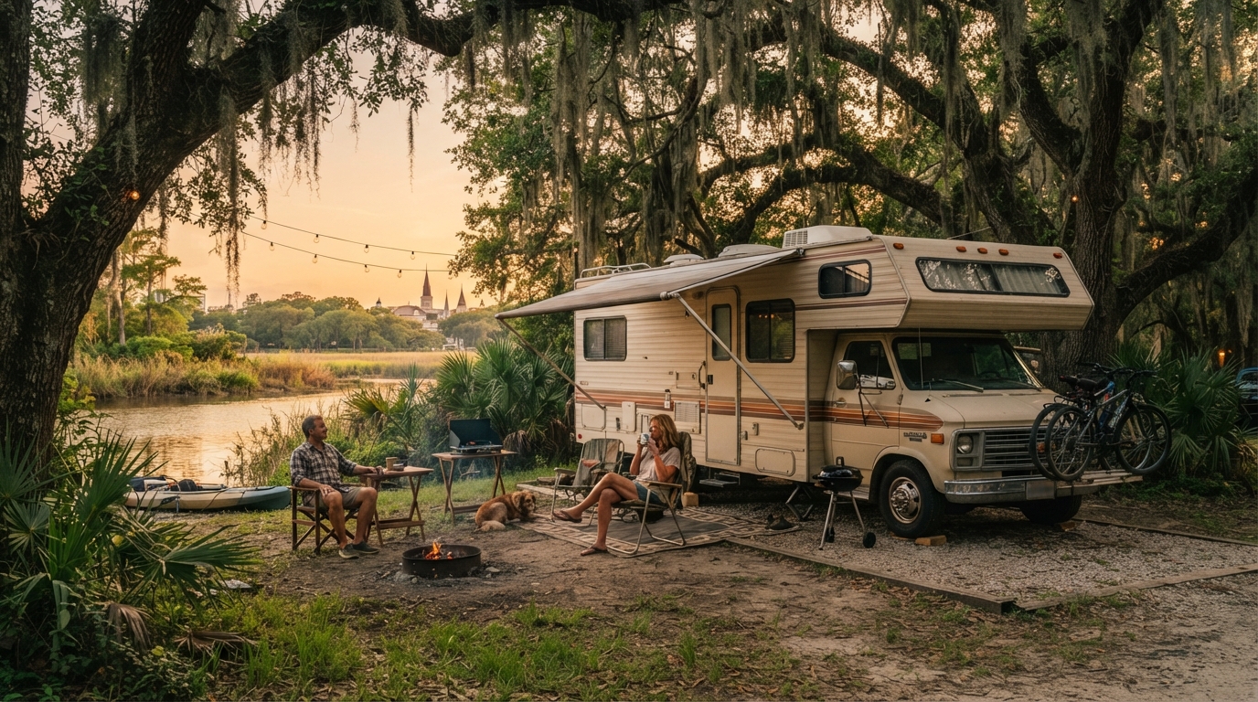 New Orleans to Albuquerque — campground with a motorhome
