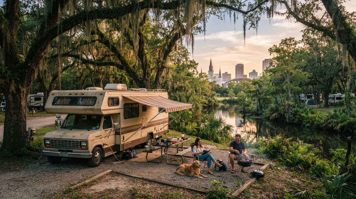 New Orleans to New York - From the homeland of Jazz to the Big Apple — campground with a motorhome