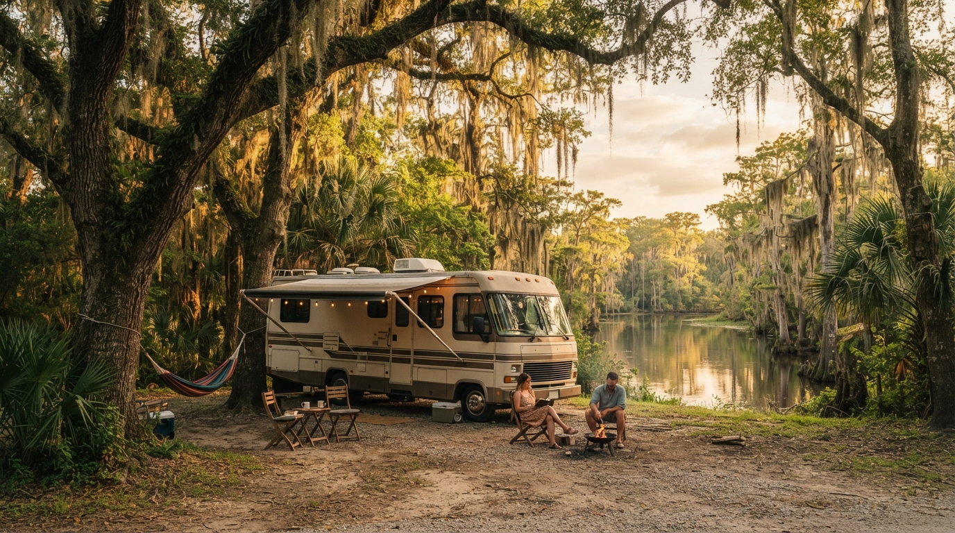 New Orleans to Charlotte - Short — campground with a motorhome