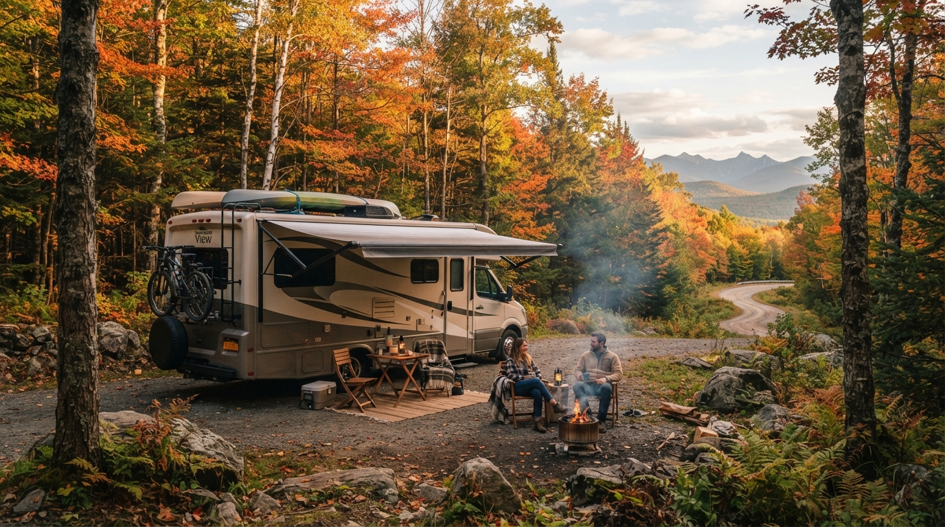 New York to Miami - Including the White Mountains, Niagara Falls, Smoky Mountains, Appalachian trail — campground with a motorhome